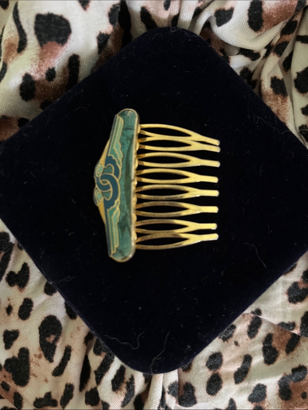 Gold and Turquoise Decorative Hair Comb - Women Accessories